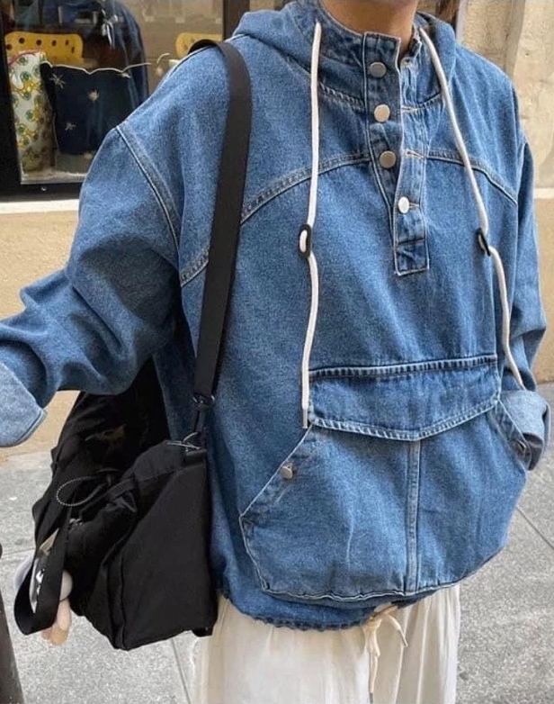 男女情侶款冬裝入荷連帽牛仔情侶上衣