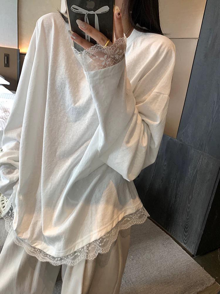拼接蕾絲薄款上衣