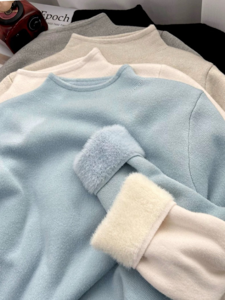 加絨款小立領針織舒適親膚上衣