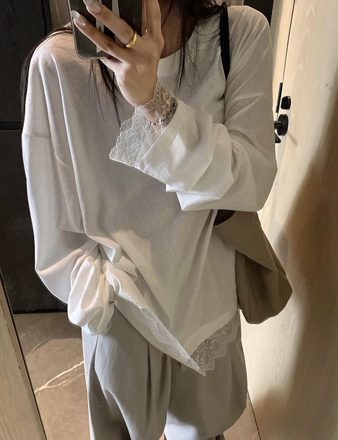 拼接蕾絲薄款上衣