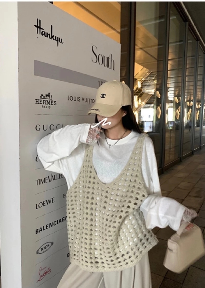疊穿神器慵懶風寬鬆針織馬甲背心