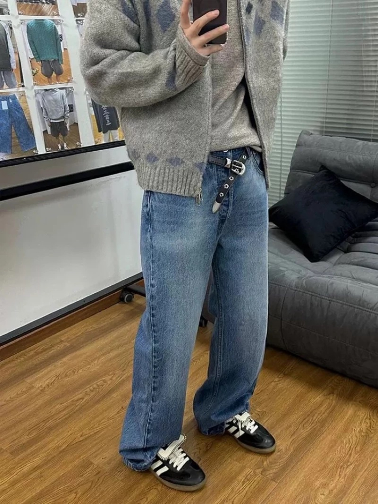 無性別男女百搭款水洗牛仔褲