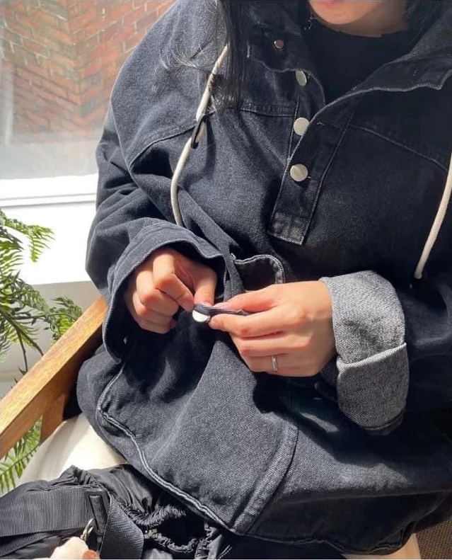男女情侶款冬裝入荷連帽牛仔情侶上衣
