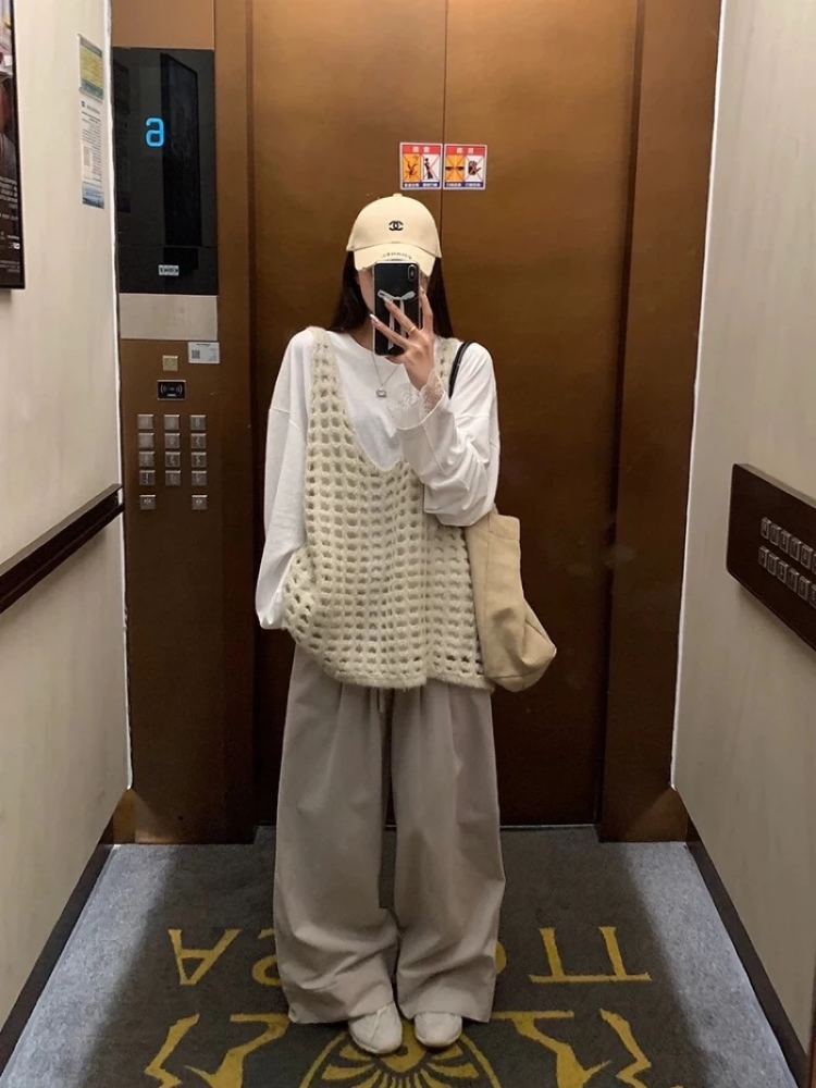 疊穿神器慵懶風寬鬆針織馬甲背心