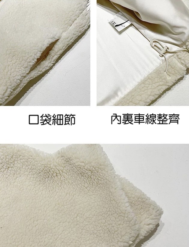 品牌羊毛皮扣翻領馬甲慵懶寬鬆(含羊毛)