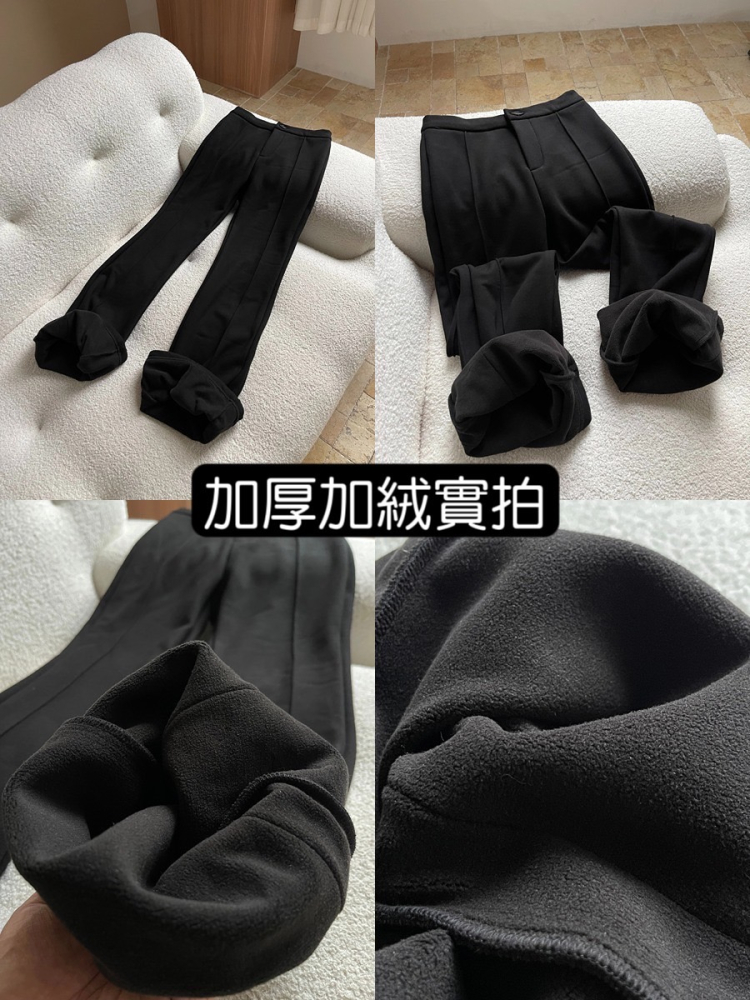 超模比例立裁中縫設計彈力羅馬布加絨喇叭褲