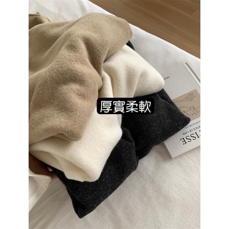 仿兔毛加厚小開叉休閒百搭厚實保暖長袖長版內搭上衣