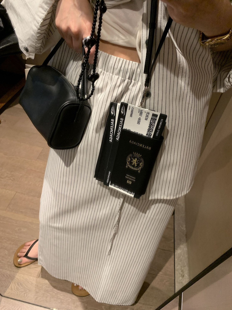 春夏棉麻條紋襯衣套裝裙寬鬆襯衫+半身裙兩件套