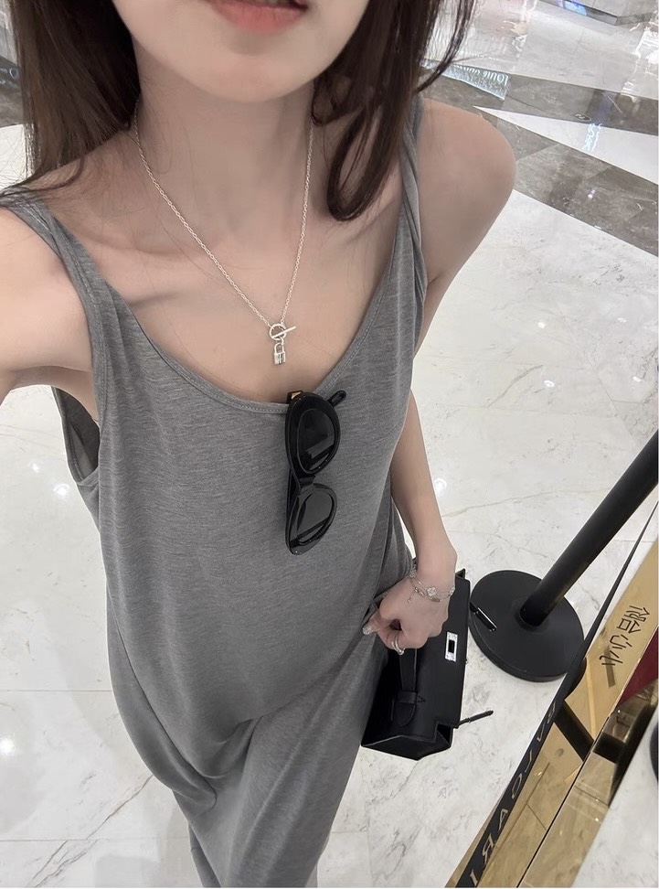 紙片人羅紋棉開叉垂感鬆弛顯瘦半身裙