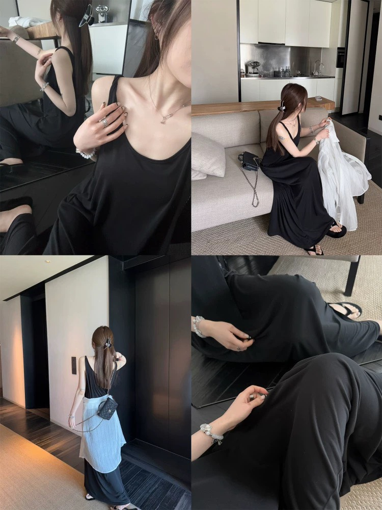 紙片人羅紋棉開叉垂感鬆弛顯瘦半身裙