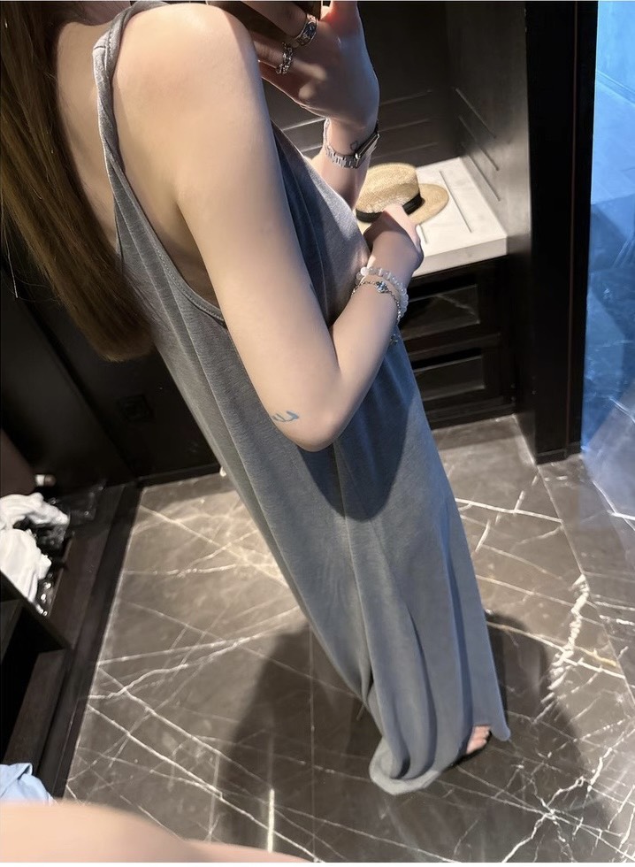 紙片人羅紋棉開叉垂感鬆弛顯瘦半身裙