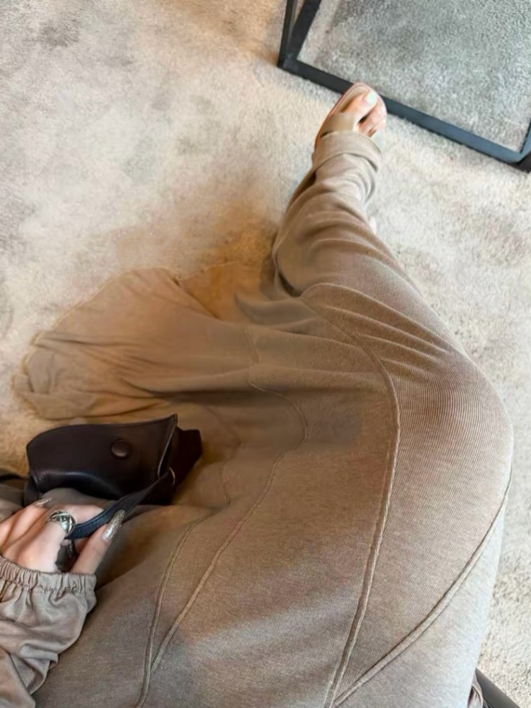 闆娘推薦極簡慵感大裙 擺拼接拖地半身裙長裙