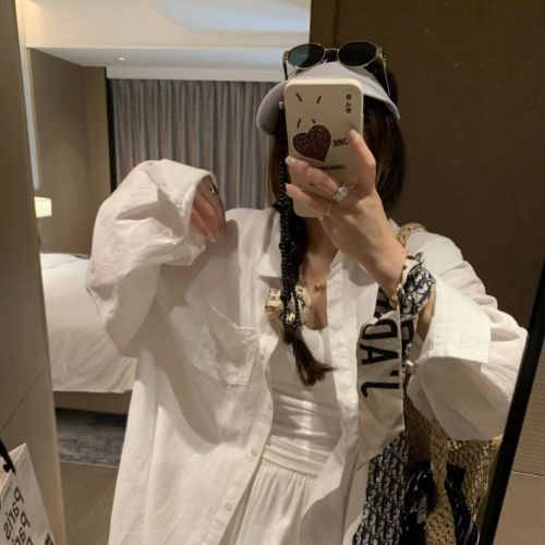 水溶蕾絲亞麻襯衫加亞麻短褲兩件套組