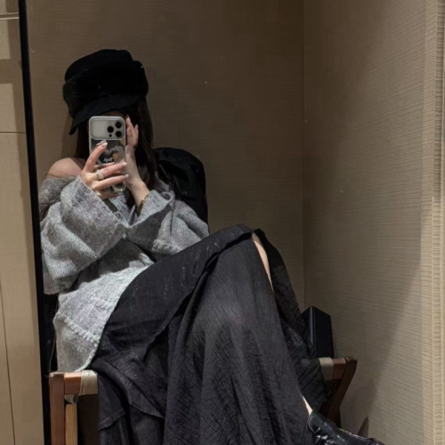 Sha.不規則拼接層次感顯瘦高腰半身裙紗